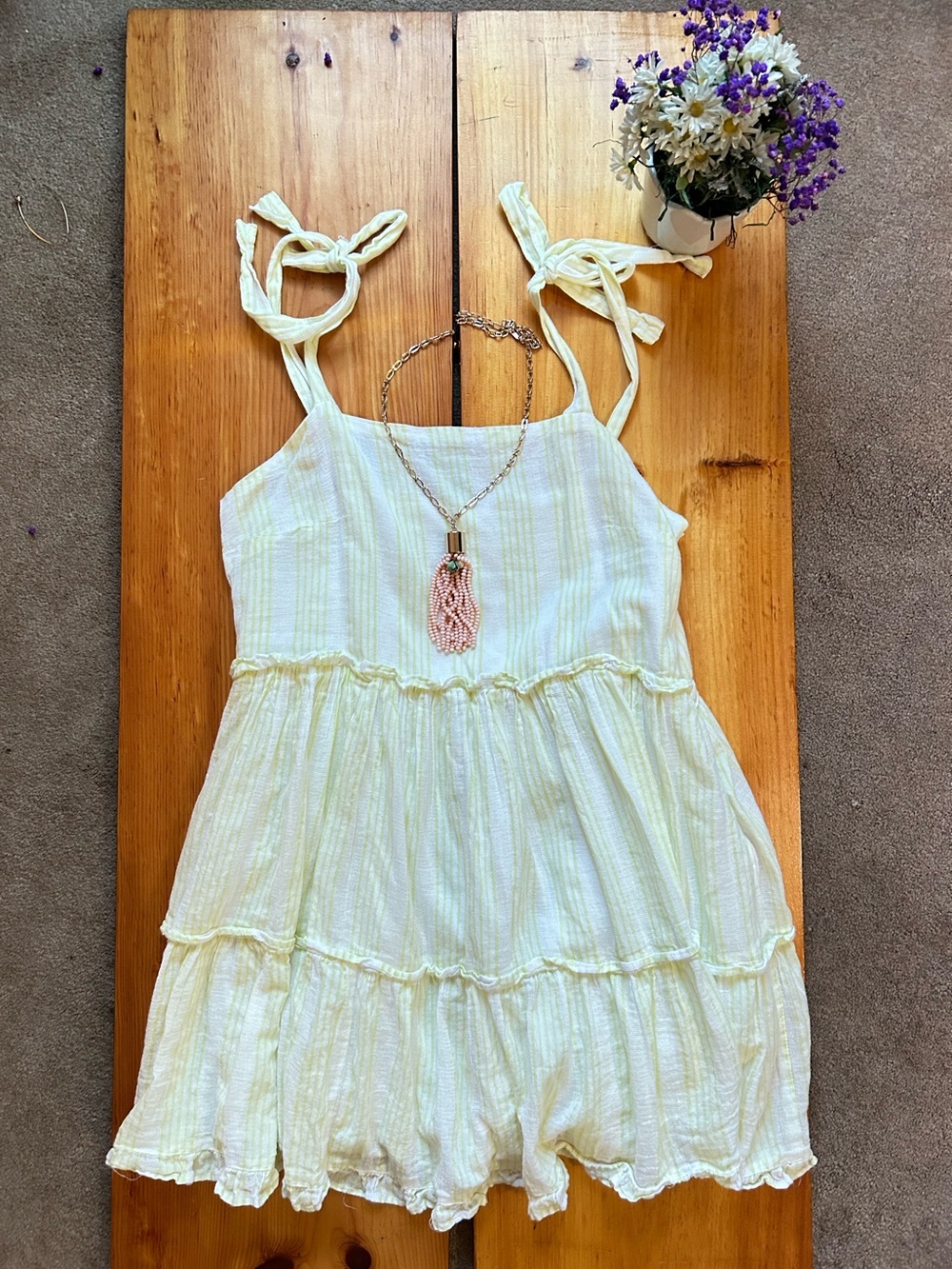 Miami Yellow and White Striped Dress